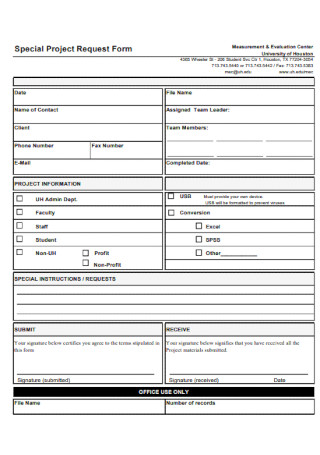 Special Project Request Form
