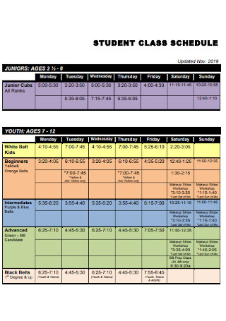 Student Class Schedule