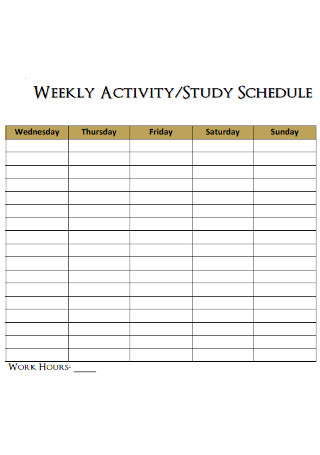 Study Activity Schedule Template