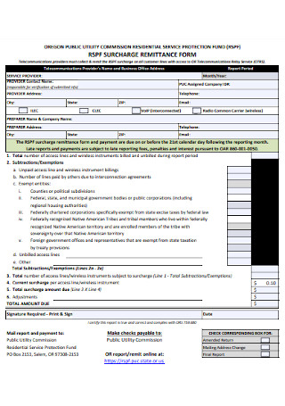 Surcharge Remittance Form