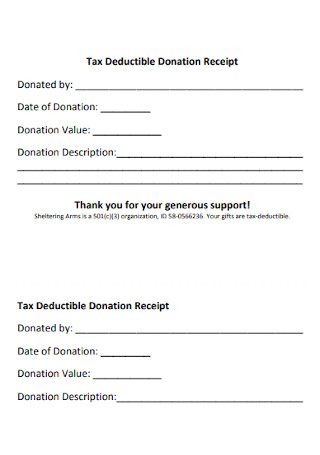 Tax Deductible Donation Receipt