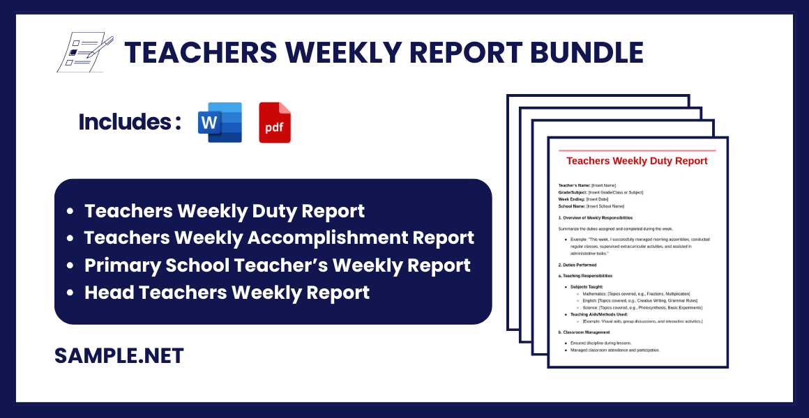 teachers weekly report bundle