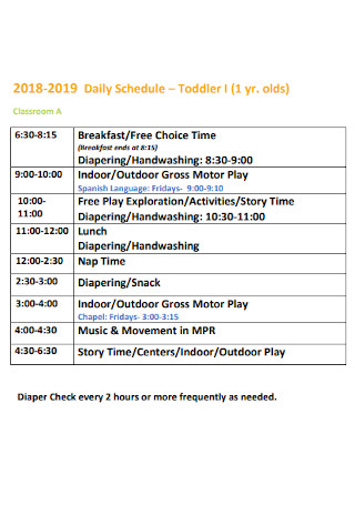 Toddler Academic Daily Schedule