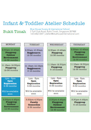 Toddler Atelier Schedule