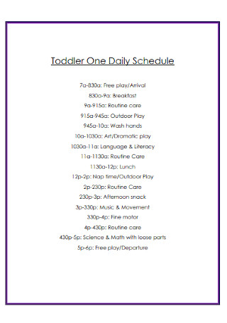 Toddler One Daily Schedule