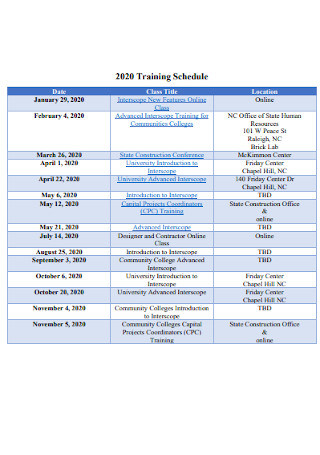 Training Schedule Format