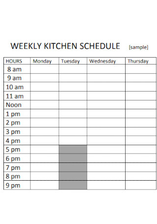 Weekly Kitchen Schedule Template