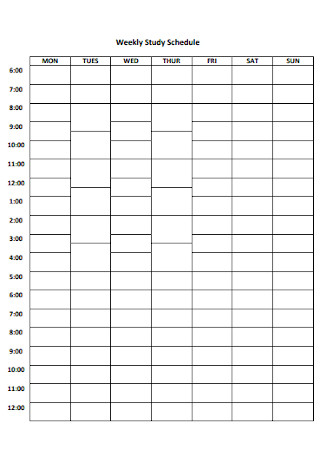Weekly Study Schedule Example