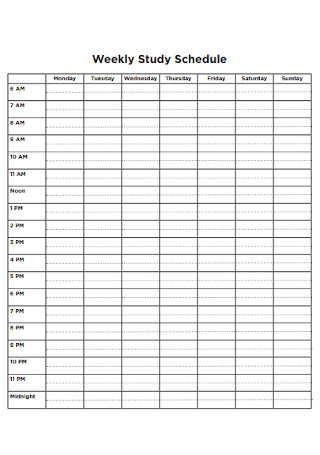 Weekly Study Schedule Format