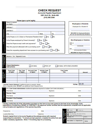 Accounts Check Request Form