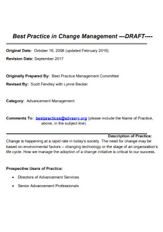 Best Practice in Change Management Plan