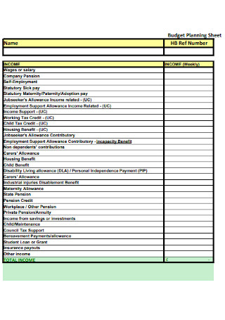 Budget Planning Sheet