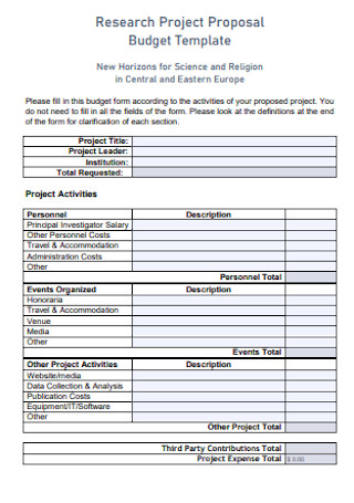 Budget Project Proposal Template