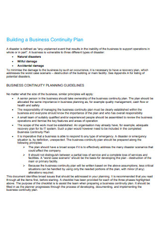 Building a Business Continuity Plan 