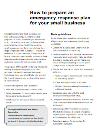 Business Emergency Action Plan