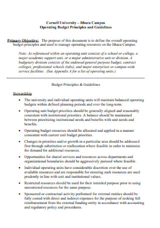 Campus Operating Budget Template