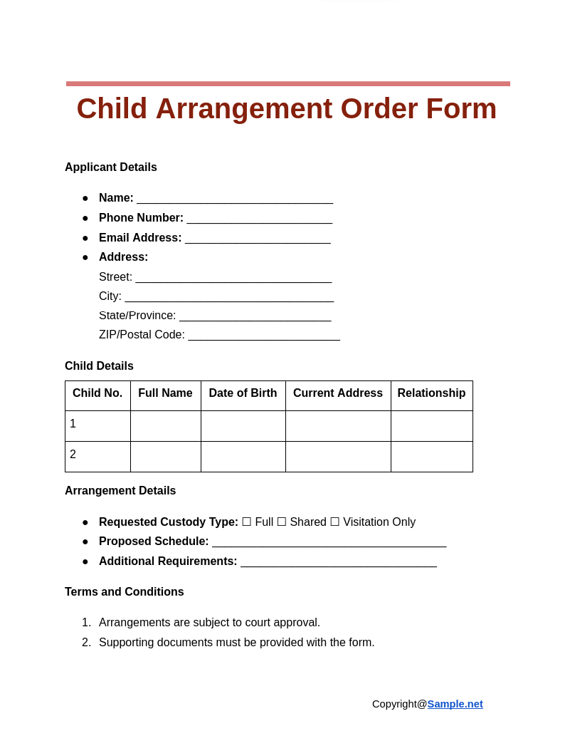 Child Arrangement Order Form Google Docs 12 02 2024 10 49 AM