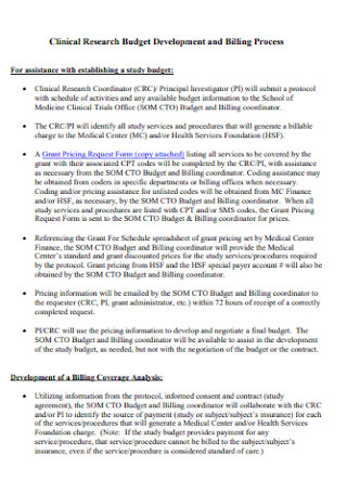 Clinical Research Budget 
