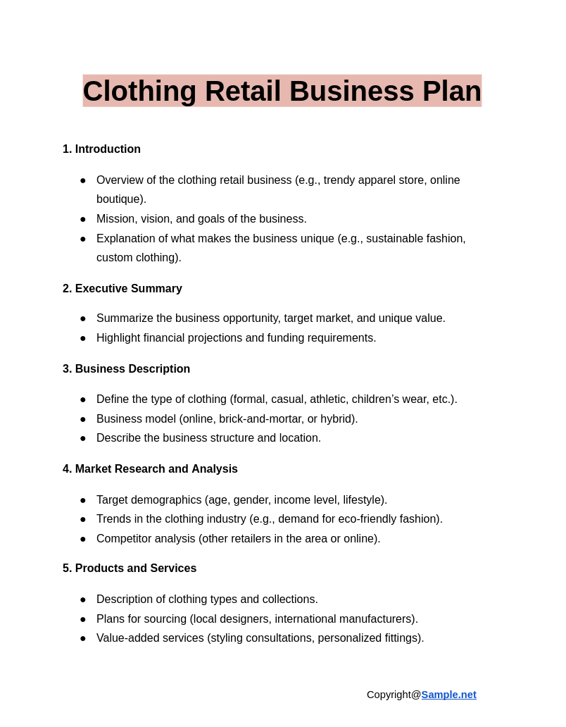 Clothing Retail Business Plan Google Docs 01 17 2025 11 06 AM