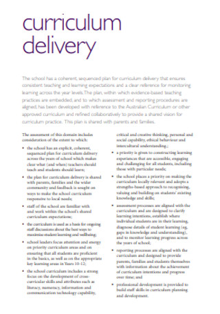 Curriculum Delivery Plan