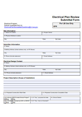 Electrical Plan Submittal Form