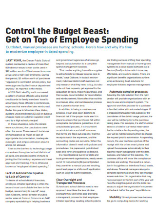 Employee Spending Budget Template
