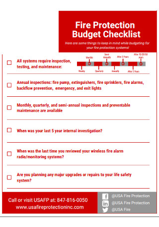 Fire Protection Budget Checklist