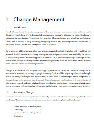 Formal Change Management Plan