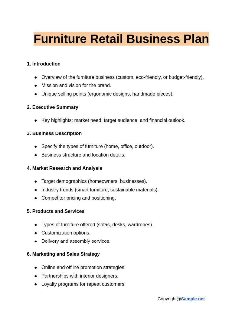 Furniture Retail Business Plan Google Docs 01 17 2025 11 06 AM