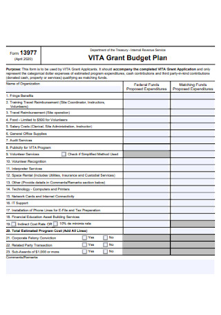 Grant Budget Plan Template