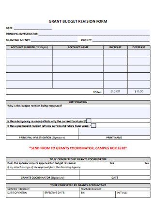 Grant Budget Revision Form