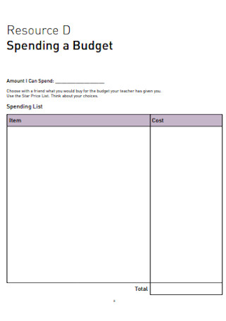 Home Spending Budget Template
