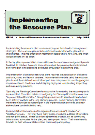 Implementing the Resource Plan