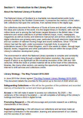 Library Plan Budget