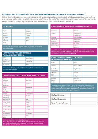 Monthly Budget Planner Template