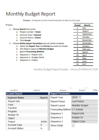 Monthly Budget Report Template