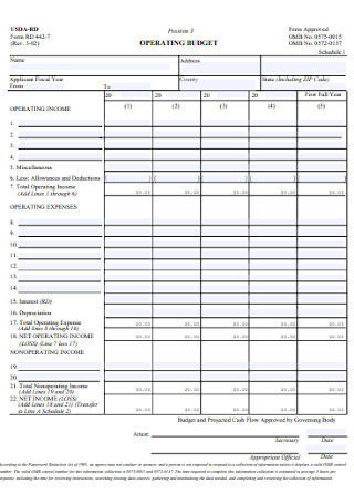 Operating Budget Form