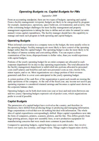 Operating Capital Budget