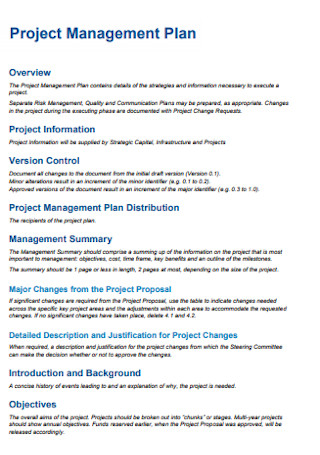 Project Management Capital Plan