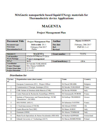 Project Materials Management Plan