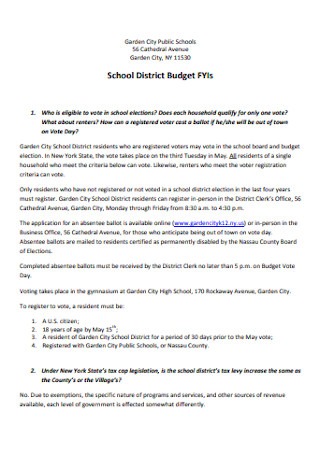 Public School District Budget