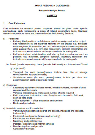 Research Budget Format 