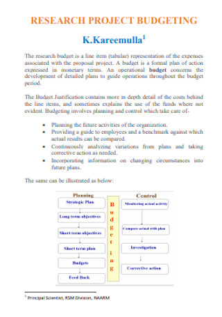 Research Project Budget Template