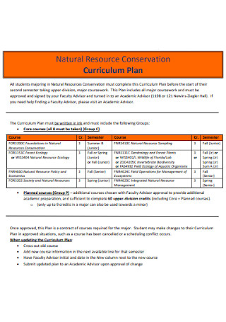 Resource Conservation Curriculum Plan