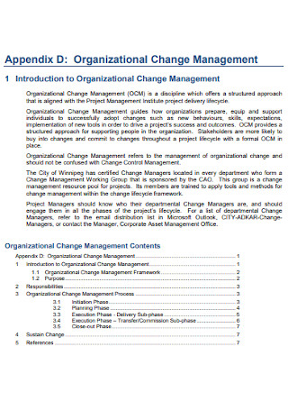 Sample Organizational Change Management Plan
