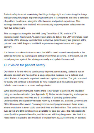 Sample Patient Safety Strategy Plan