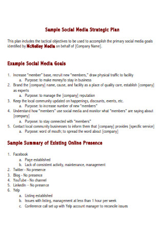 Sample Social Media Strategic Plan 