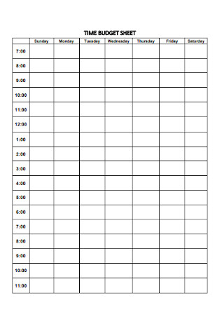 Sample Time Budget Sheet