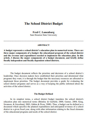 School District Budget
