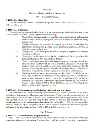 School Fiscal Budget Template